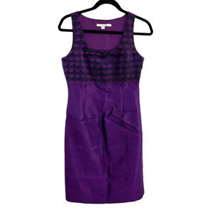 Boden Purple Scalloped Silk Blend Sheath Dress Women's US Size 6